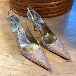 Dolce & Gabbana pink brocade vintage slingbacks EU 37